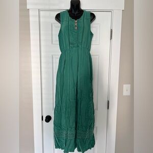 Matilda Jane Green Maxi Dress with Bright Buttons